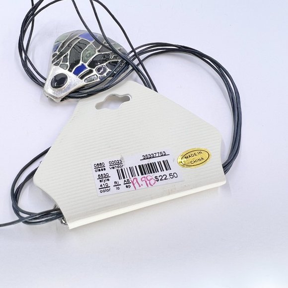 NWT - Christopher & Banks - Blue, Green & Black Pendant 16” Cord Necklace - Picture 10 of 10